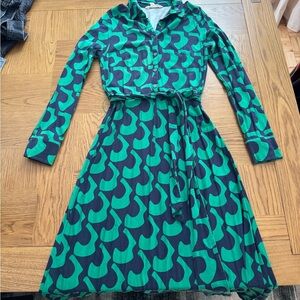 Boden Green and Blue Long Sleeve knit Dress